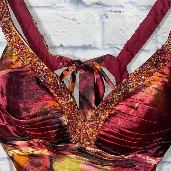 Faviana Couture -Lilies Floral Prom/Formal Open-back Beaded Bust Maxi Dress - Picture 5 of 14